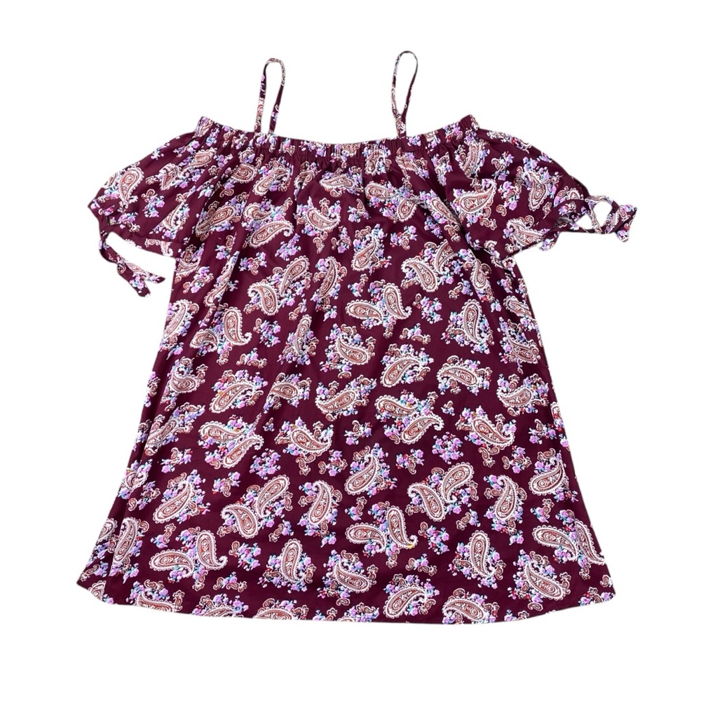 Woman’s Alisha & Chloe floral and paisley print maroon dress size 3X